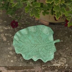 Verdigris Leaf Bird Bath -Feathered Garden pr2000028402 card4 lg