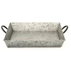 Galvanised Rectangular Tray With Blackened Handles 6 Galvanised Rectangular Tray With Blackened Handles -Feathered Garden pr2000031499 card2 lg
