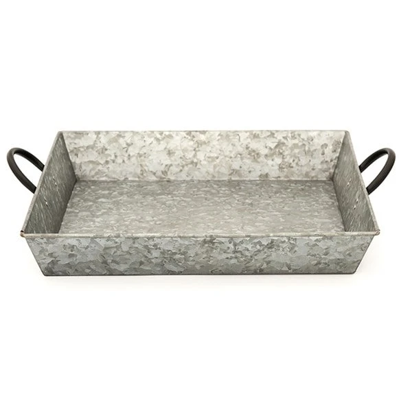 Galvanised Rectangular Tray With Blackened Handles 4 Galvanised Rectangular Tray With Blackened Handles - Image 2