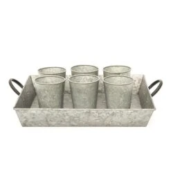 Galvanised Rectangular Tray With Blackened Handles 7 Galvanised Rectangular Tray With Blackened Handles -Feathered Garden pr2000031499 card3 lg
