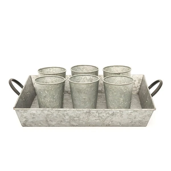 Galvanised Rectangular Tray With Blackened Handles 5 Galvanised Rectangular Tray With Blackened Handles - Image 3
