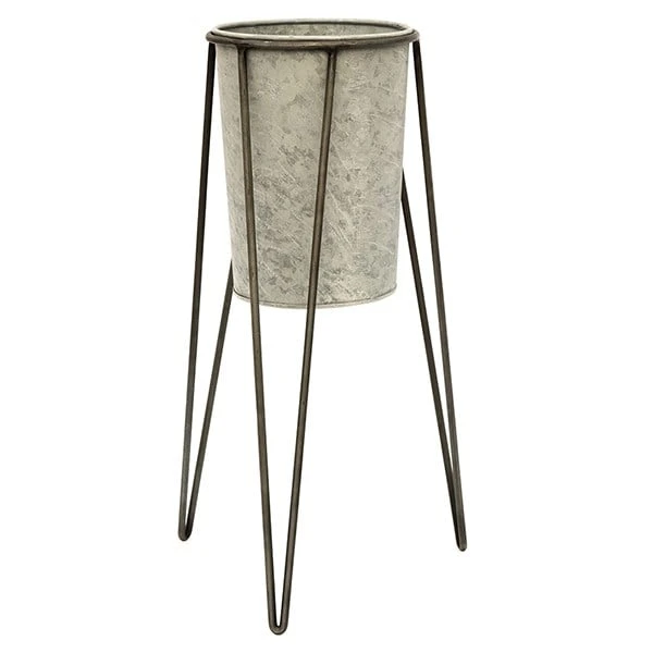 Tall Galvanised Planter With Stand 4 Tall Galvanised Planter With Stand - Image 2
