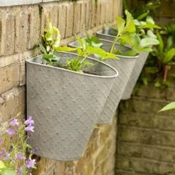 Embossed Wall Planters Antique Zinc - Set Of 3 9 Embossed Wall Planters Antique Zinc - Set Of 3 -Feathered Garden pr2000032857 card3 lg