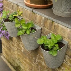 Embossed Wall Planters Antique Zinc - Set Of 3 10 Embossed Wall Planters Antique Zinc - Set Of 3 -Feathered Garden pr2000032857 card4 lg