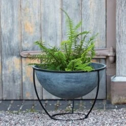 Plant Bowl And Stand - Aged Zinc 12 Plant Bowl And Stand - Aged Zinc -Feathered Garden pr2000033963 card3 lg
