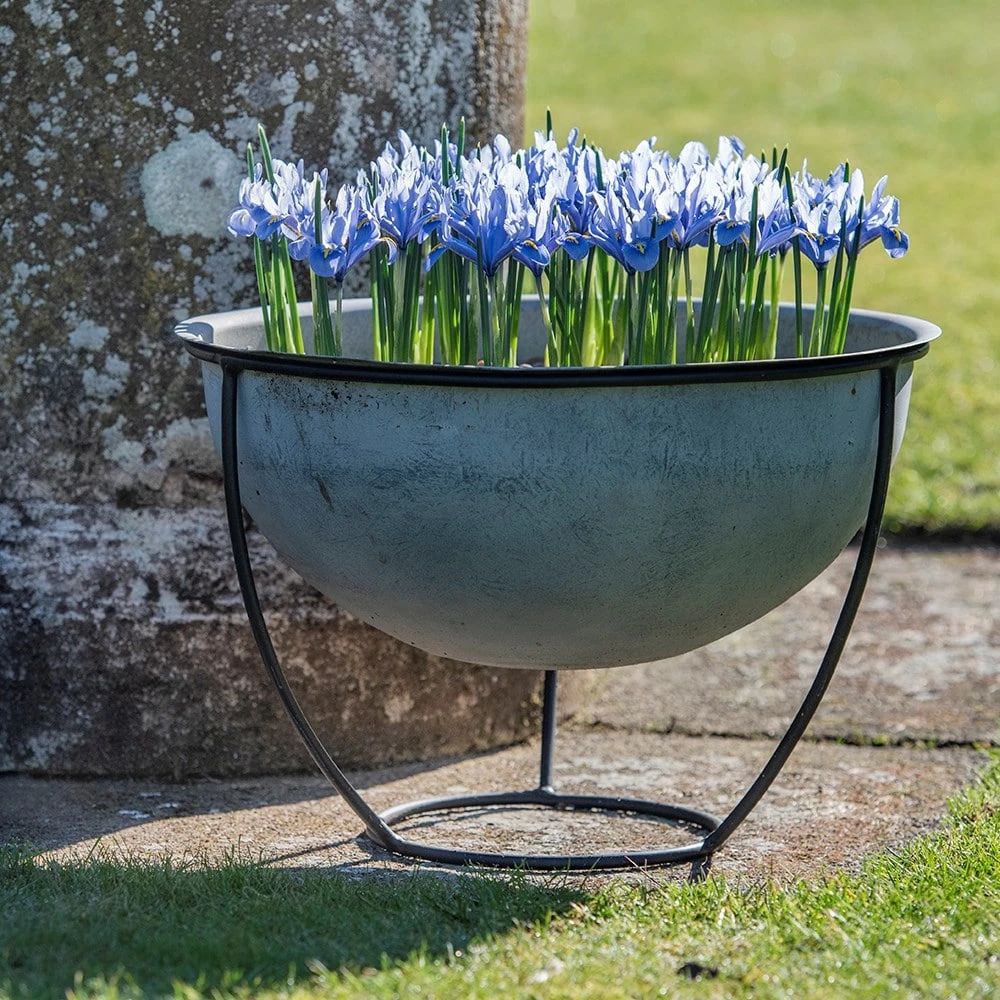 Plant Bowl And Stand - Aged Zinc 10 Plant Bowl And Stand - Aged Zinc - Image 8