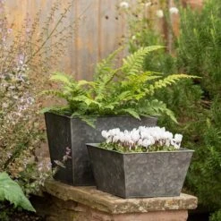 Dark Galvanised Square Planter