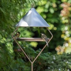 Bird Feeding Hut On Stake - Brushed Aluminium -Feathered Garden pr2000034007 card4 lg