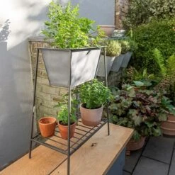 Trough On Stand With Shelf - Short 14 Trough On Stand With Shelf - Short -Feathered Garden pr2000037548 card6 lg