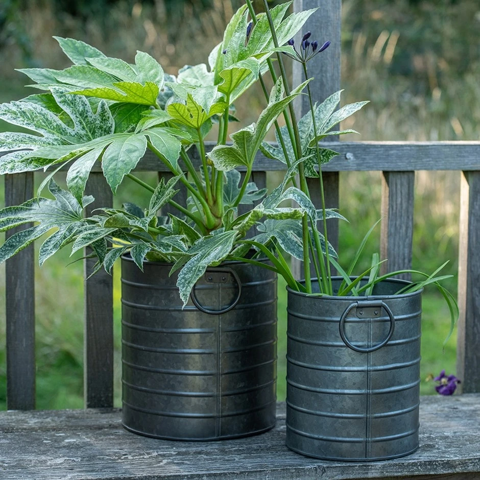 Galvanised Cylinder Pot 3 Galvanised Cylinder Pot