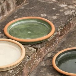 Glazed Terracotta Bird Bath Saucer - Oatmeal -Feathered Garden pr2000038881 card4 lg