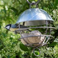 Brushed Aluminium Satellite Fat Ball Feeder 11 Brushed Aluminium Satellite Fat Ball Feeder -Feathered Garden pr2000040682 card5 lg