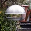Brushed Aluminium Stake Bird Feeding Dome 2 Brushed Aluminium Stake Bird Feeding Dome -Feathered Garden pr2000040683