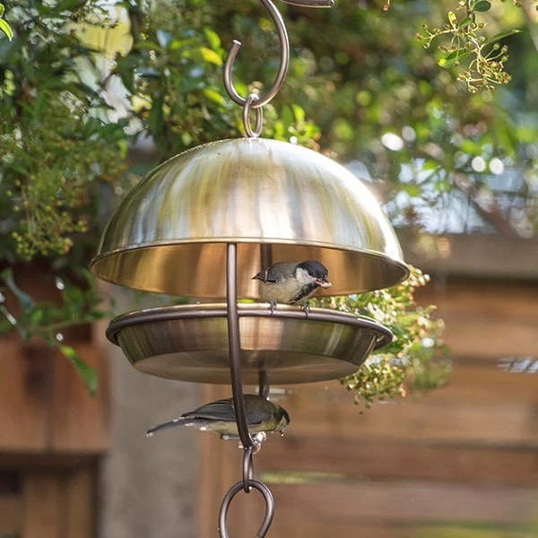 Brushed Brass Hanging Bird Feeding Dome 6 Brushed Brass Hanging Bird Feeding Dome - Image 4