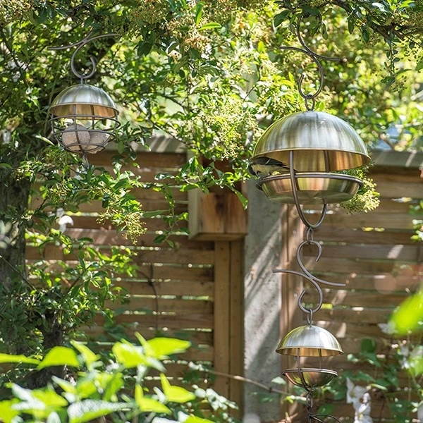 Brushed Brass Satellite Bird Seed Feeder 4 Brushed Brass Satellite Bird Seed Feeder - Image 2