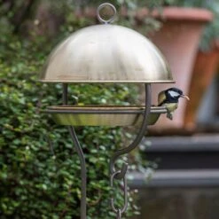 Brushed Brass Stake Bird Feeding Dome -Feathered Garden pr2000040687 card3 lg
