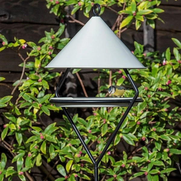 Bird Feeding Hut On Stake - Putty Grey 4 Bird Feeding Hut On Stake - Putty Grey - Image 2