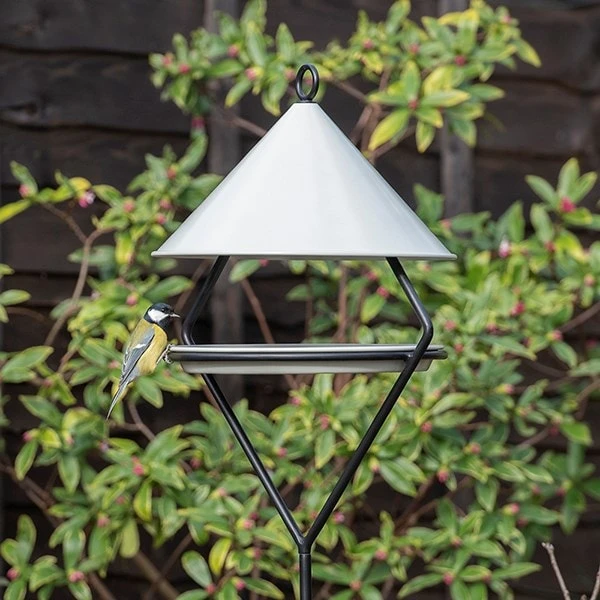 Bird Feeding Hut On Stake - Putty Grey 5 Bird Feeding Hut On Stake - Putty Grey - Image 3