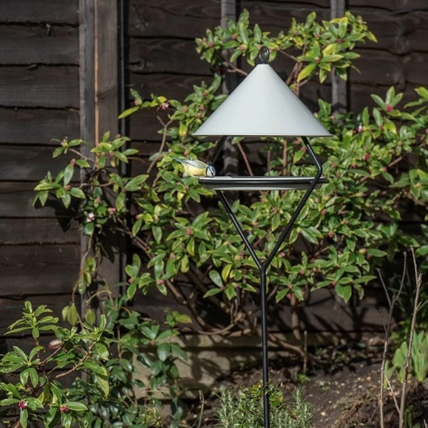 Bird Feeding Hut On Stake - Putty Grey 6 Bird Feeding Hut On Stake - Putty Grey - Image 4